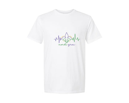 brand:Generic|color:White|mardi-gras-heartbeat-pngfat-tuesday-graphic-t-shirt