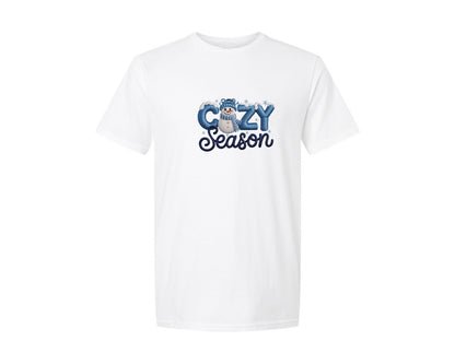 brand:Generic|color:White|faux-yarn-cozy-season-winter-snowman-graphic-t-shirt