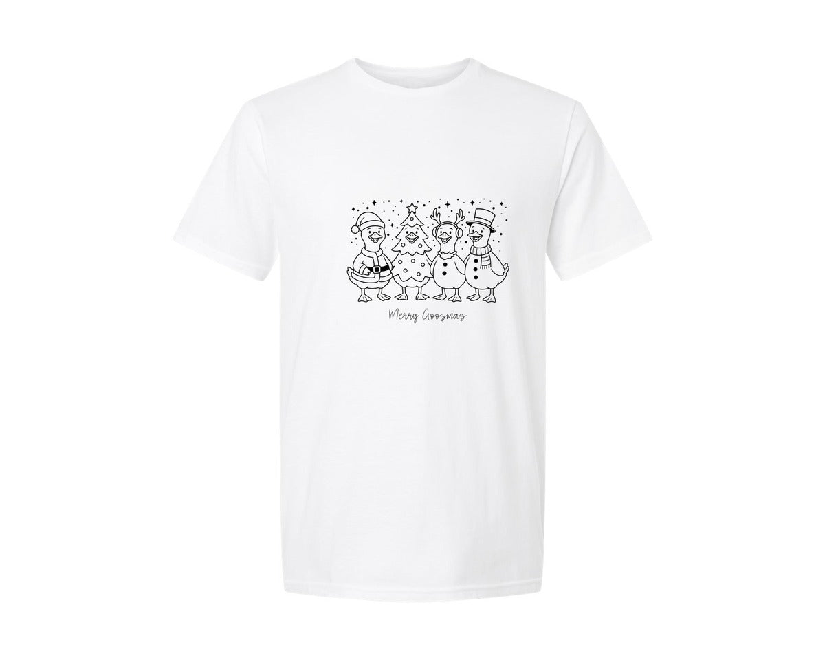 brand:Generic|color:White|christmas-goose-design-merry-goosmas-graphic-t-shirt