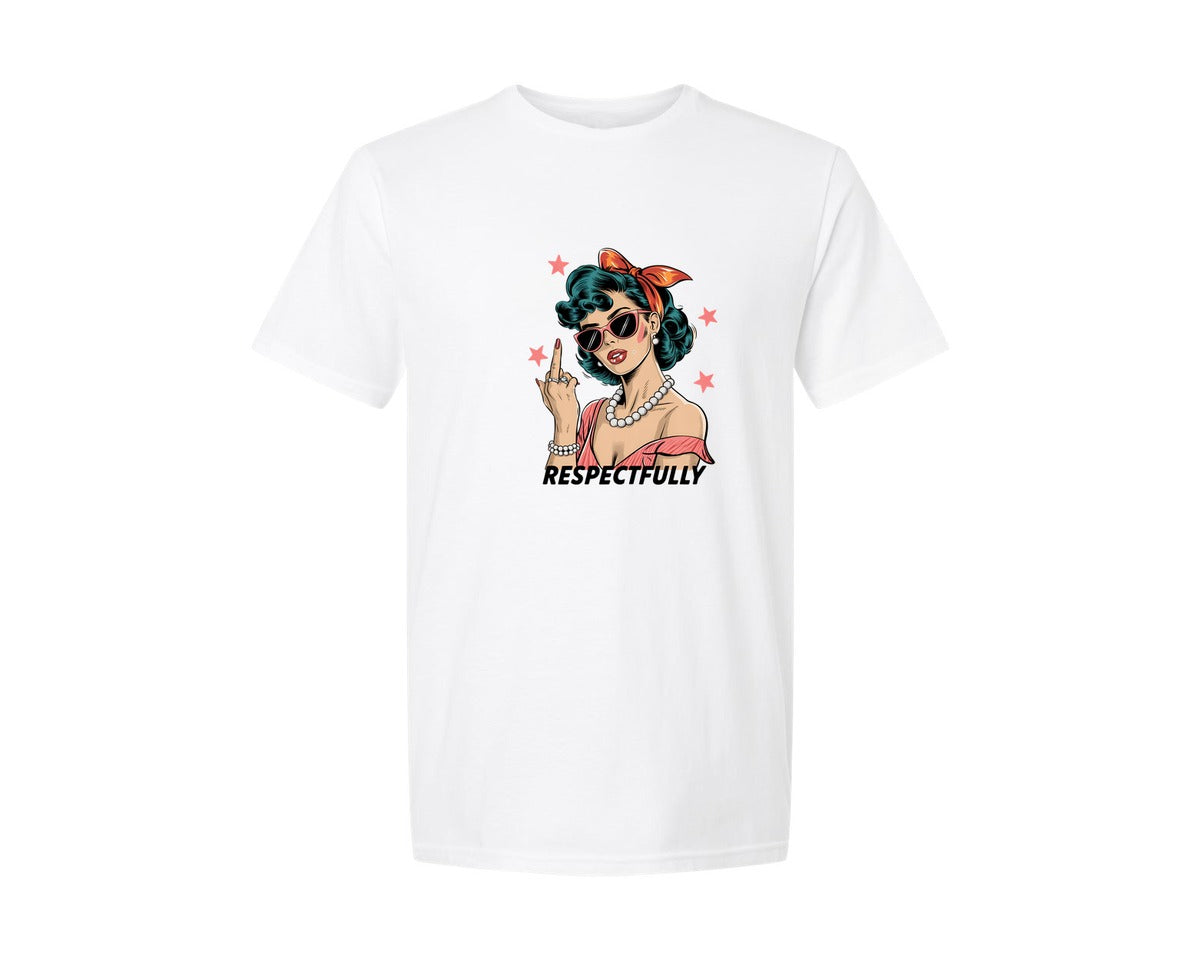 brand:Generic|color:White|respectfully-sassy-retro-woman-graphic-t-shirt