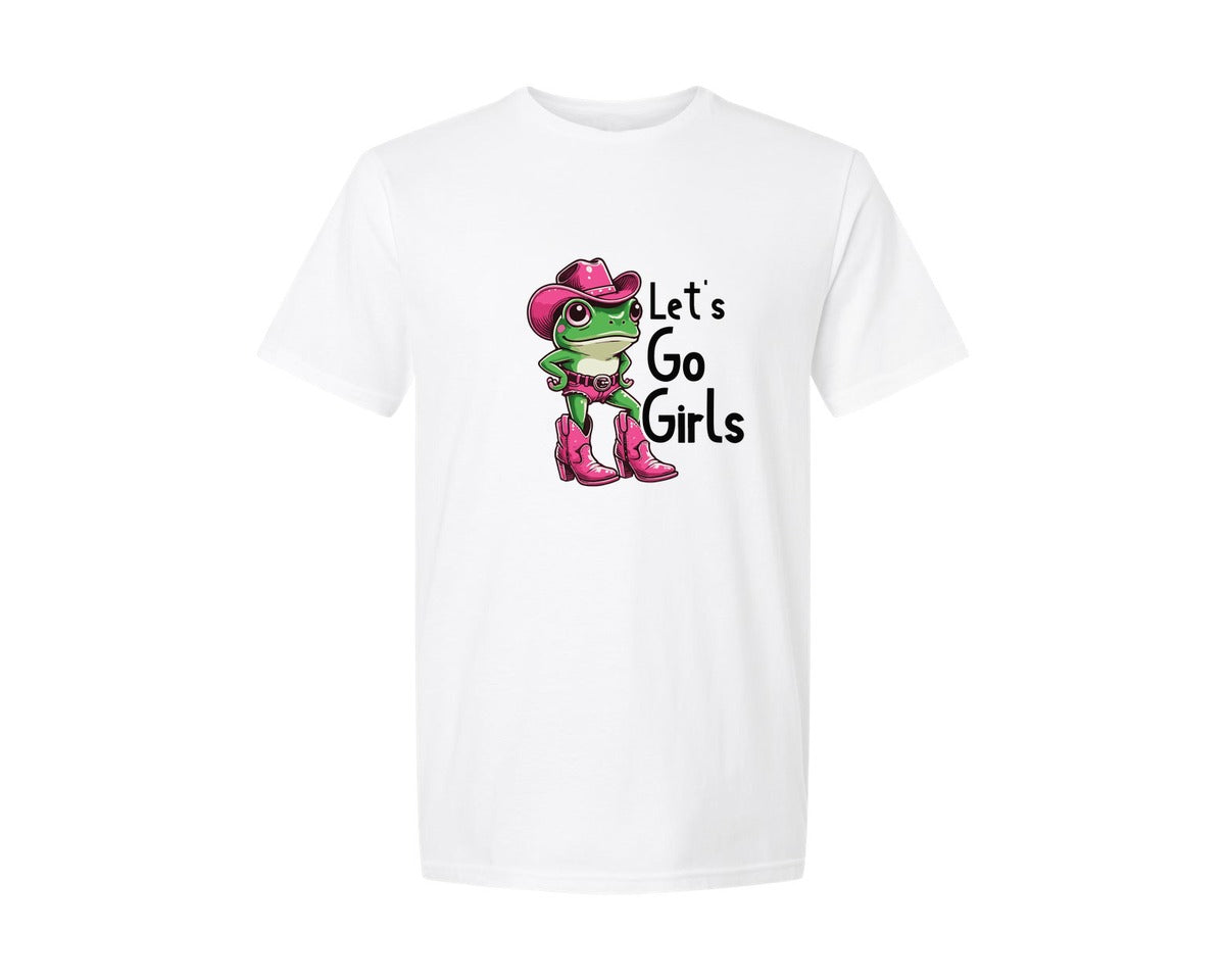brand:Generic|color:White|funny-frog-lets-go-girls-pink-graphic-t-shirt
