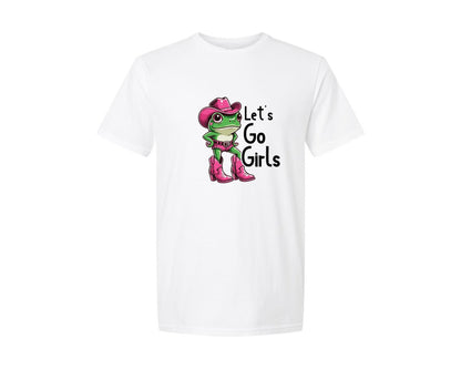 brand:Generic|color:White|funny-frog-lets-go-girls-pink-graphic-t-shirt