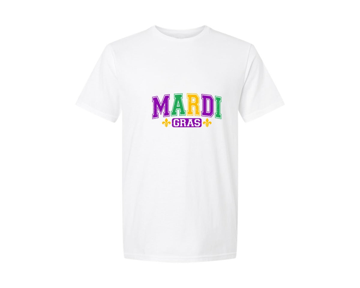brand:Generic|color:White|mardi-gras-fleur-de-lis-graphic-t-shirt