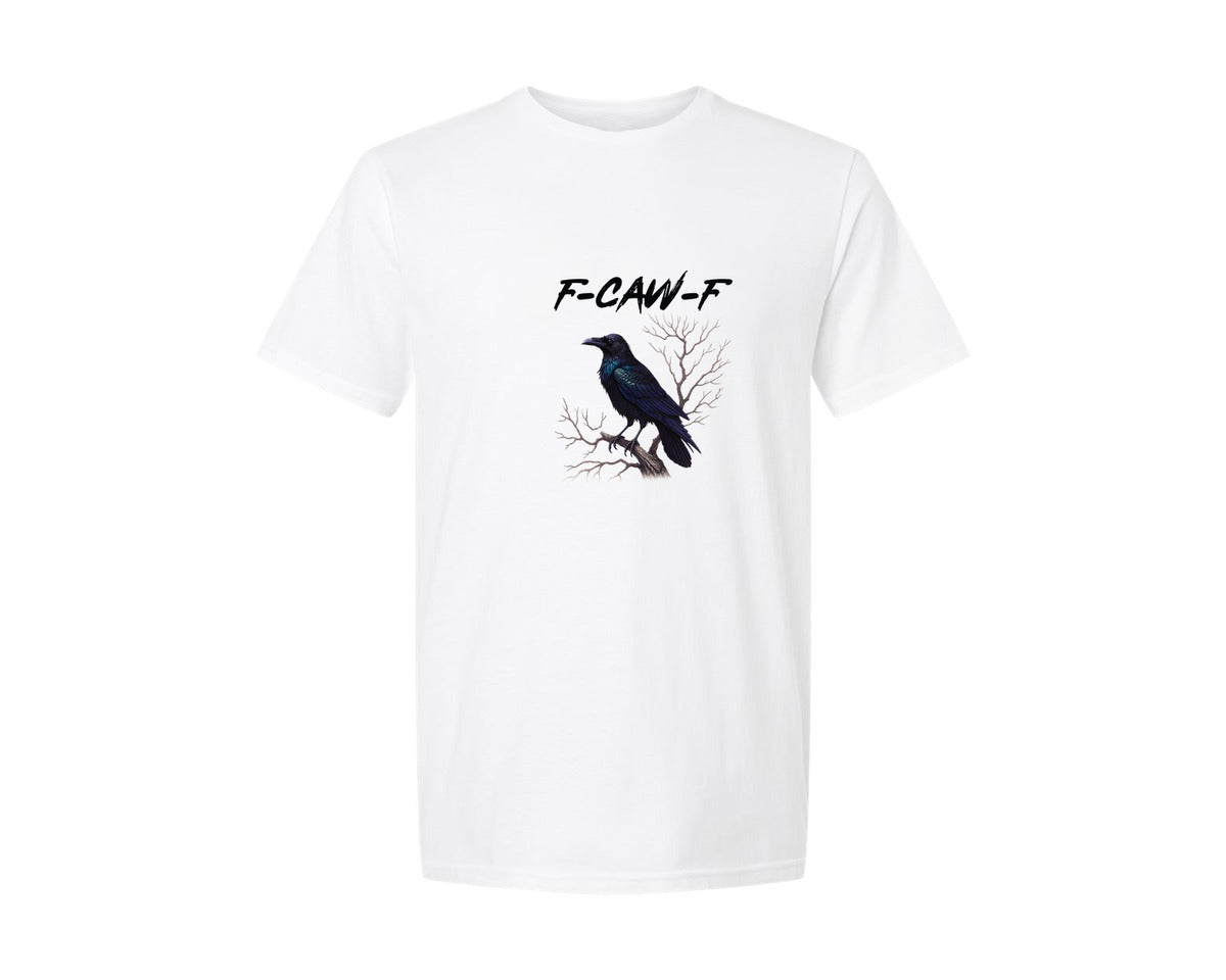 brand:Generic|color:White|crow-raven-f-caw-f-funny-halloween-2-graphic-t-shirt