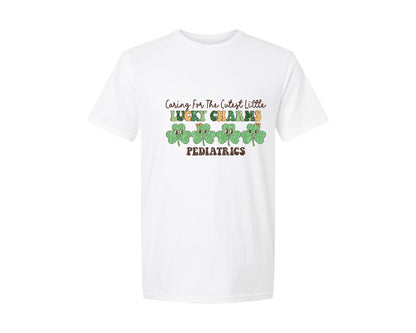 brand:Generic|color:White|pediatric-nurse-st-patricks-day-graphic-t-shirt