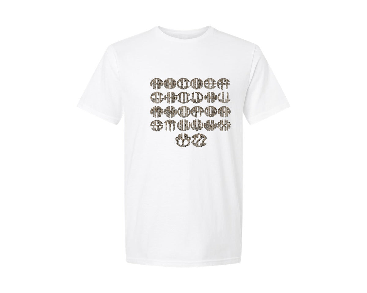 brand:Generic|color:White|leopard-circle-handdraw-monogram-set-graphic-t-shirt