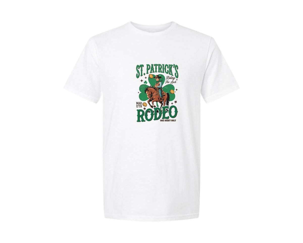 brand:Generic|color:White|retro-western-st-patricks-day-rodeo-graphic-t-shirt