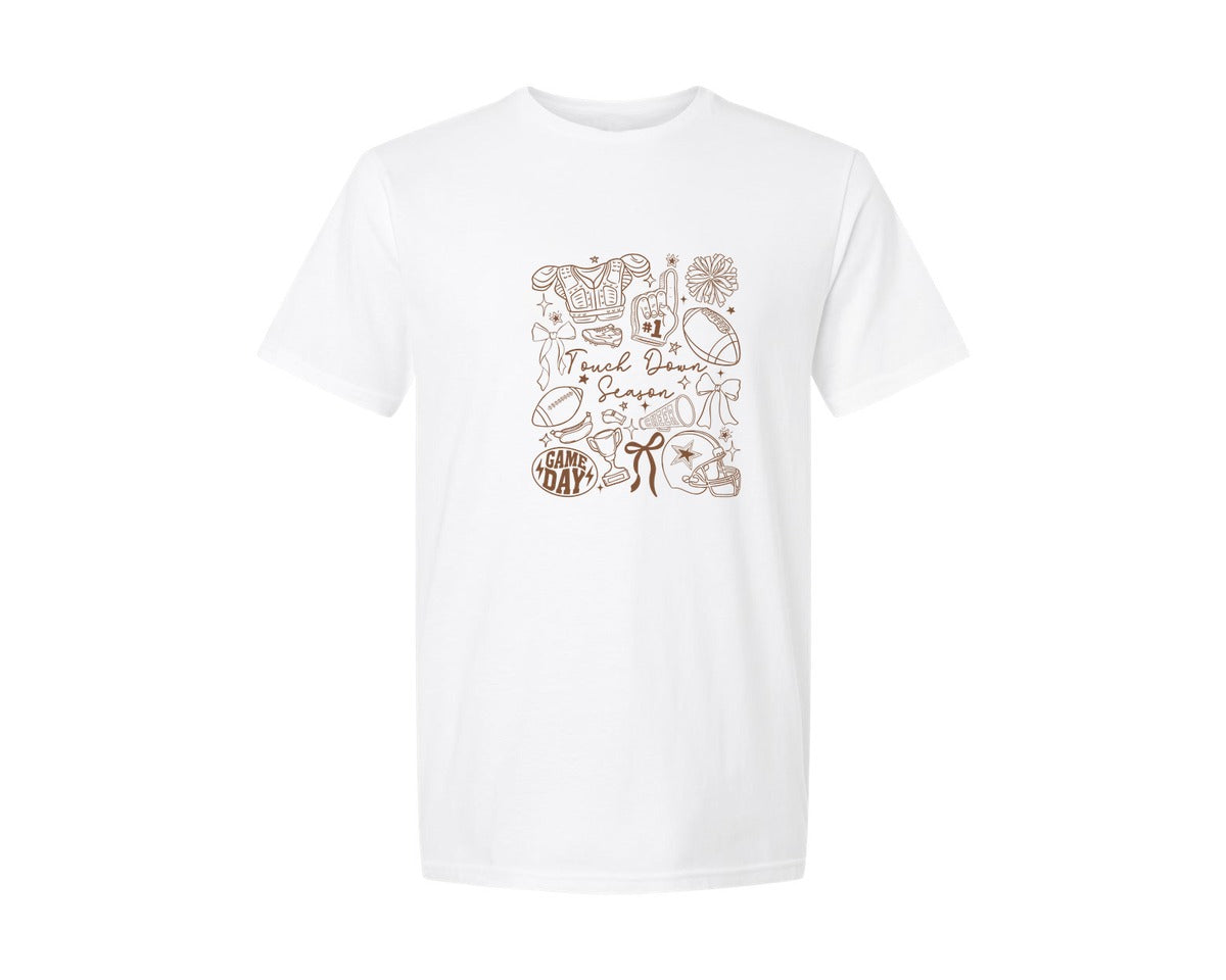 brand:Generic|color:White|touch-down-season-football-2-graphic-t-shirt