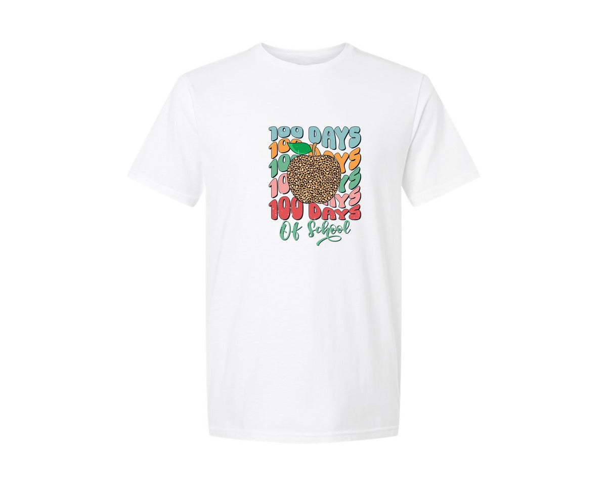 brand:Generic|color:White|100-days-of-school-trendy-design-graphic-t-shirt