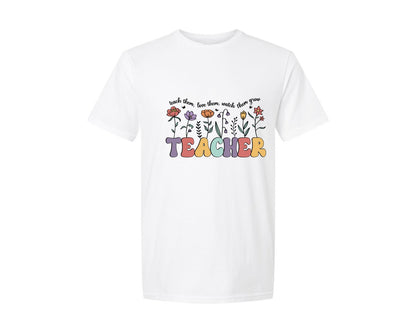brand:Generic|color:White|retro-teacher-flower-floral-design-graphic-t-shirt