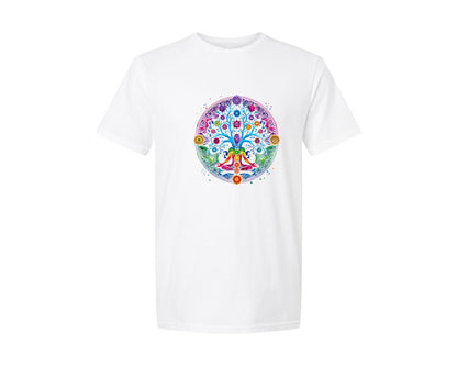 brand:Generic|color:White|chakra-phases-of-the-moon-yoga-graphic-t-shirt
