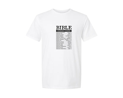 brand:Generic|color:White|nutrition-facts-bible-emergency-numbers-graphic-t-shirt