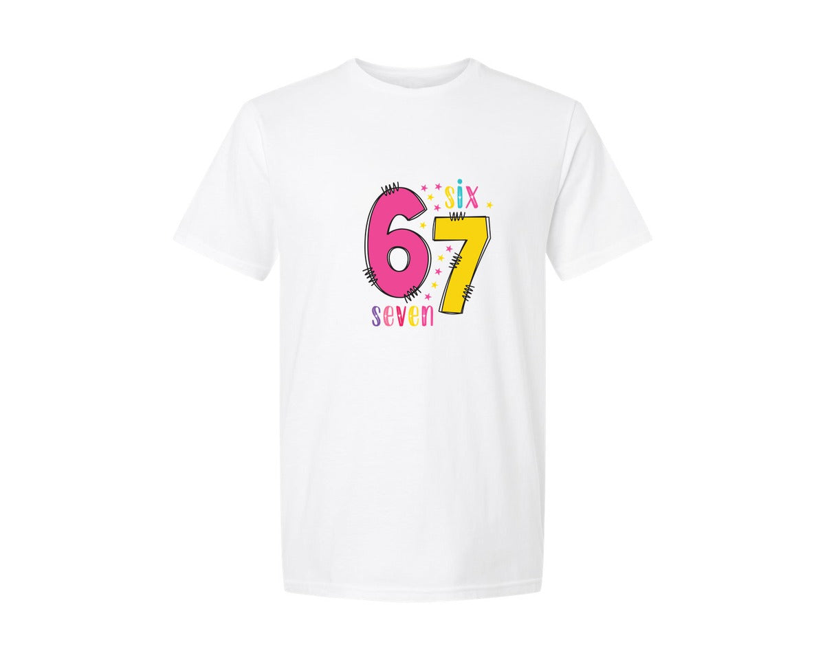 brand:Generic|color:White|six-seven-67-6-7-christmas-xmas-meme-9-graphic-t-shirt