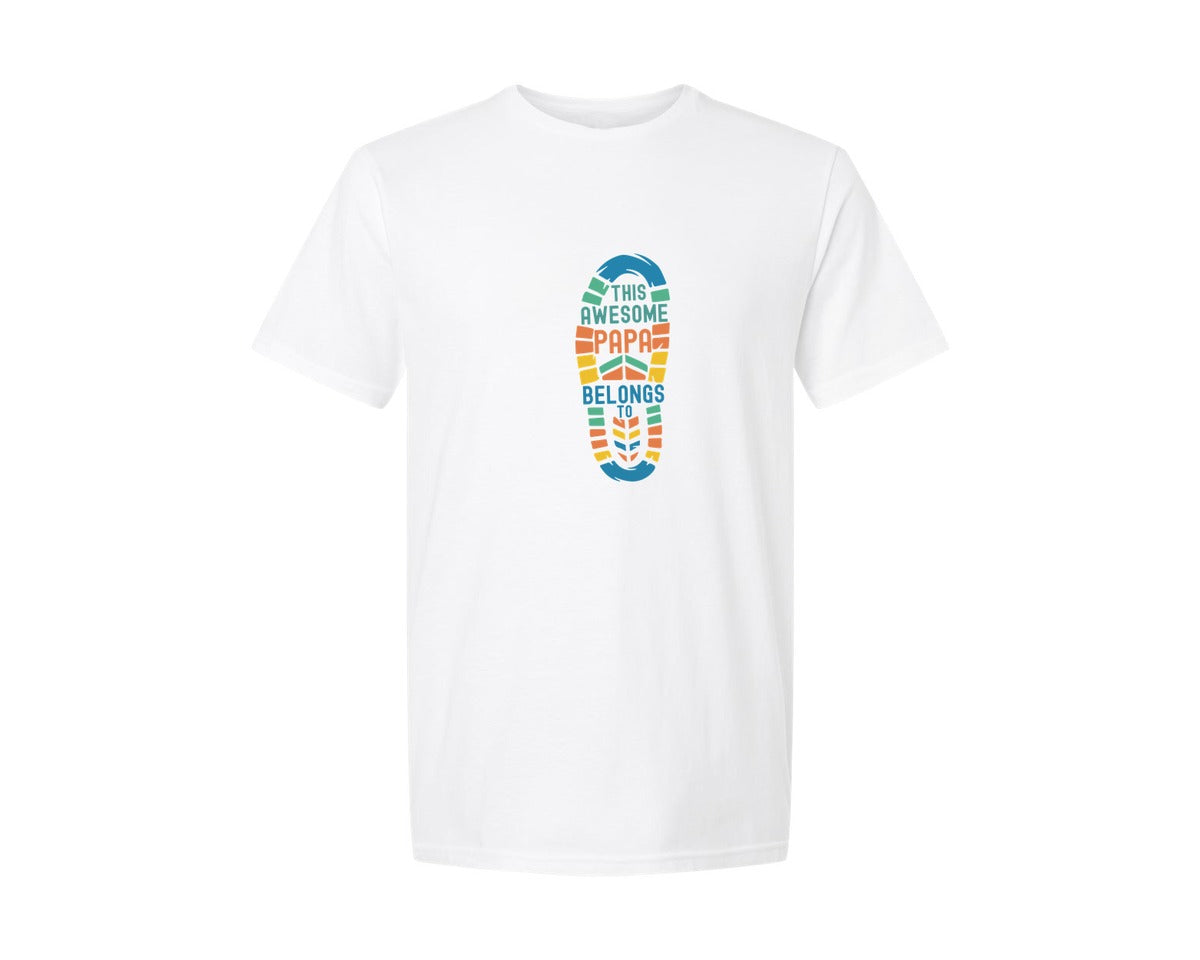 brand:Generic|color:White|dad-footprint-this-awesome-papa-belongs-graphic-t-shirt