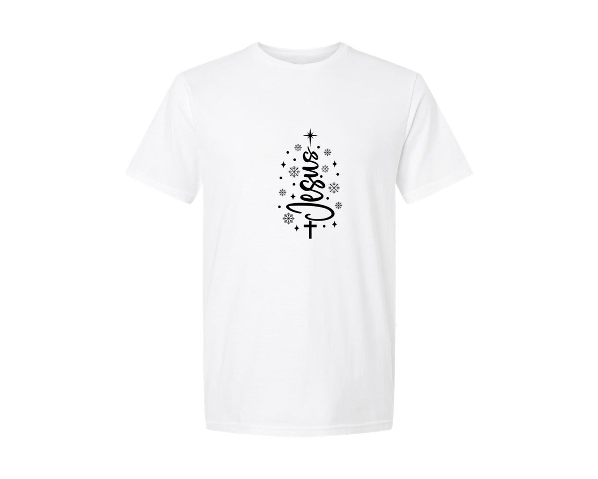 brand:Generic|color:White|jesus-christmas-tree-christian-graphic-t-shirt