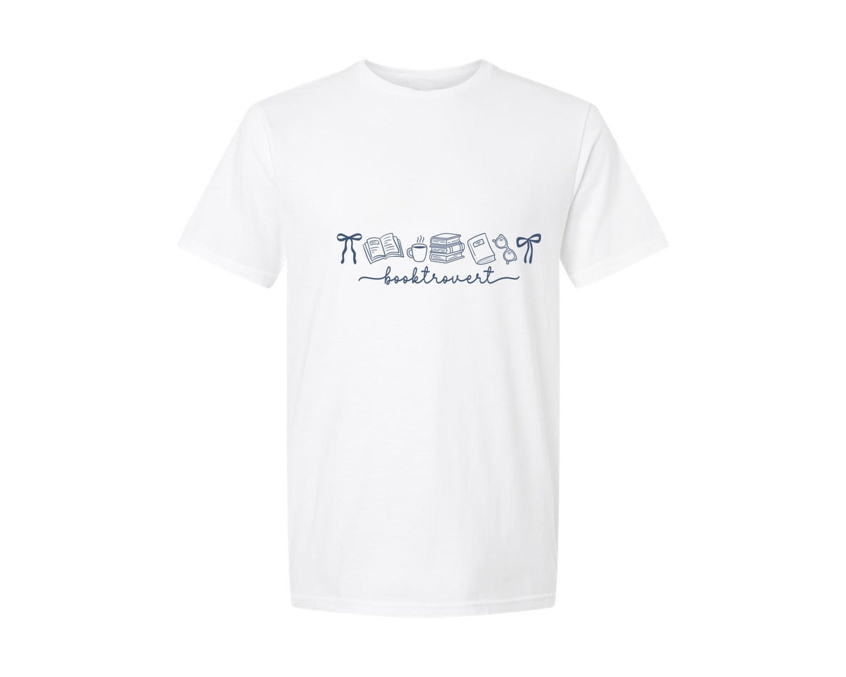 brand:Generic|color:White|coquette-bookish-booktrovert-doodle-book-graphic-t-shirt