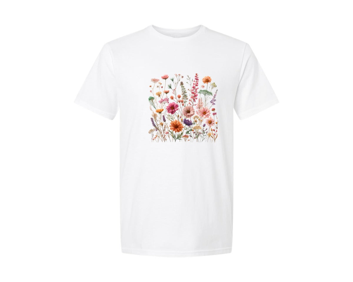 brand:Generic|color:White|vintage-wild-flowers-pressed-flowers-5-graphic-t-shirt
