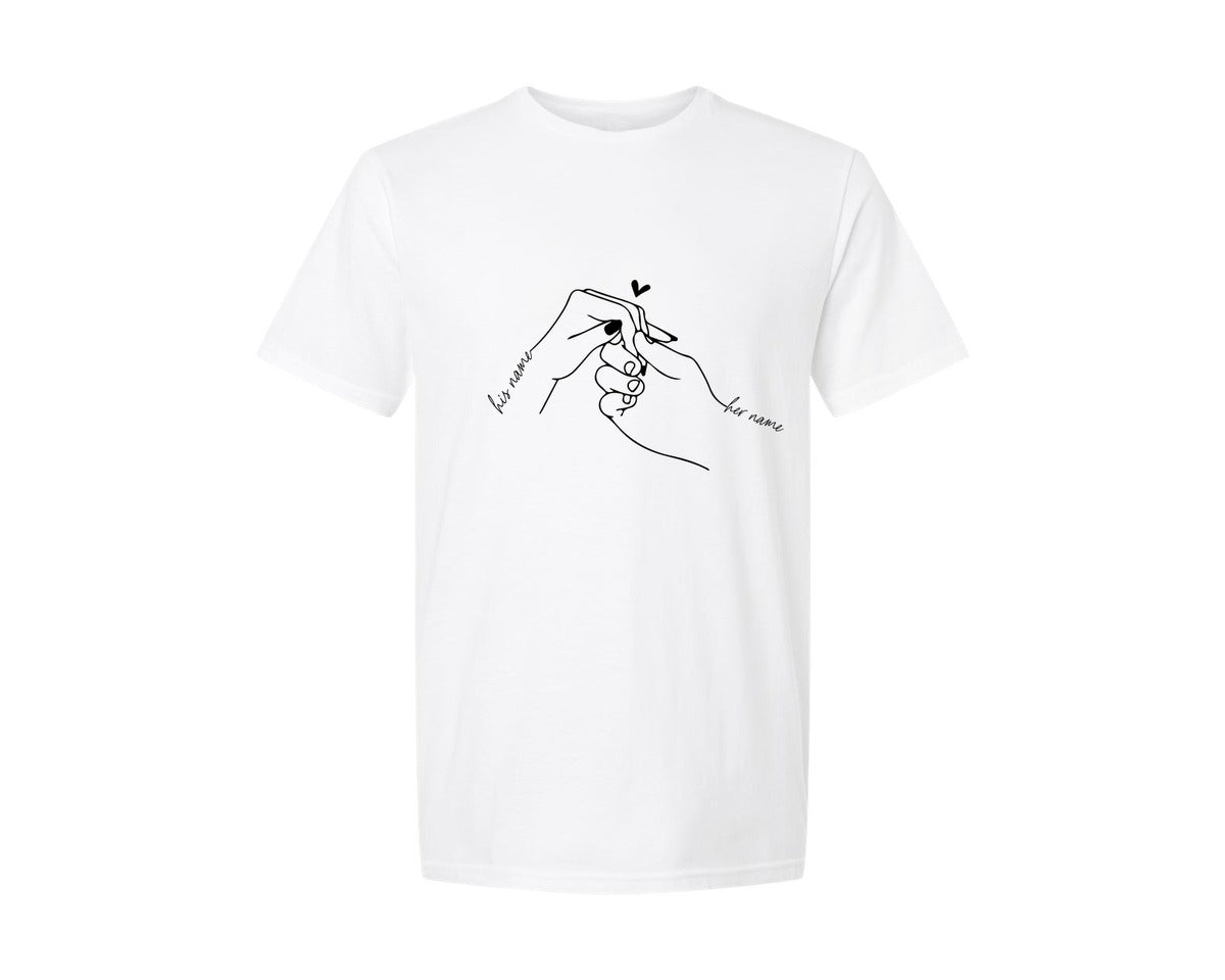 brand:Generic|color:White|holding-hands-besties-couple-hands-graphic-t-shirt