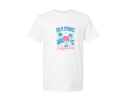 brand:Generic|color:White|retro-summer-palm-springs-california-graphic-t-shirt