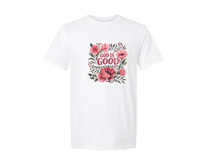 brand:Generic|color:White|floral-christian-god-is-good-faith-2-graphic-t-shirt