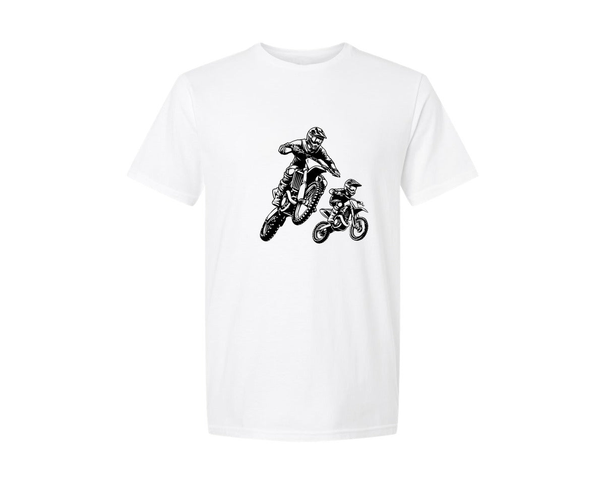 brand:Generic|color:White|father-and-son-motocross-graphic-t-shirt