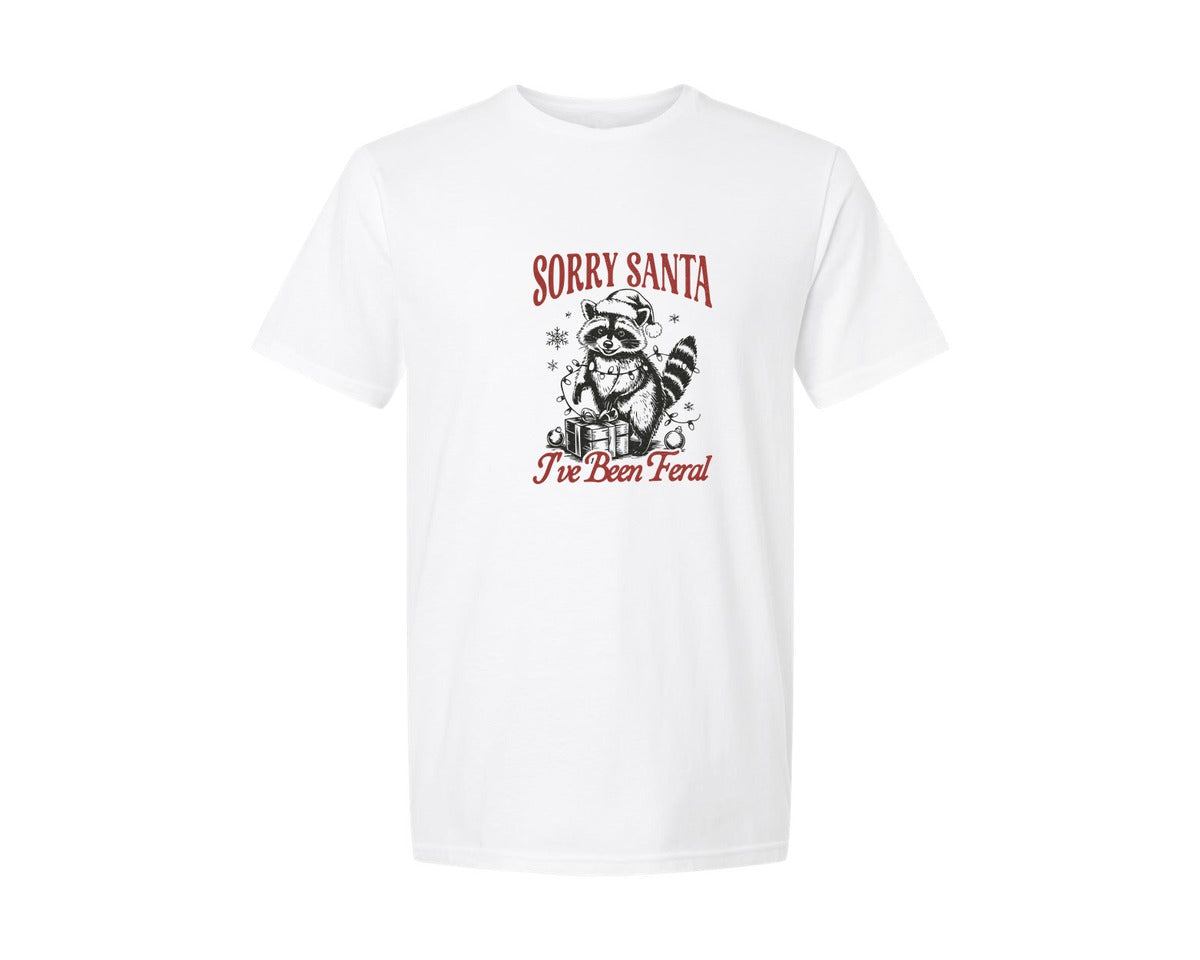 brand:Generic|color:White|funny-christmas-raccoon-graphic-t-shirt