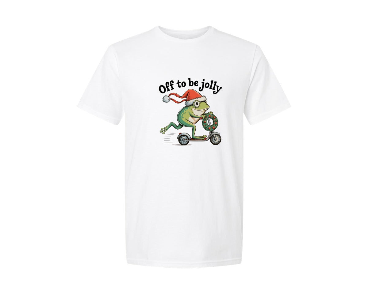 brand:Generic|color:White|off-to-be-jolly-christmas-xmas-frog-graphic-t-shirt