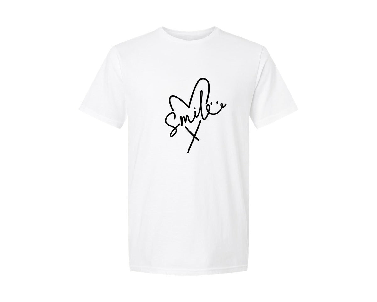 brand:Generic|color:White|smile-heart-mental-health-graphic-t-shirt