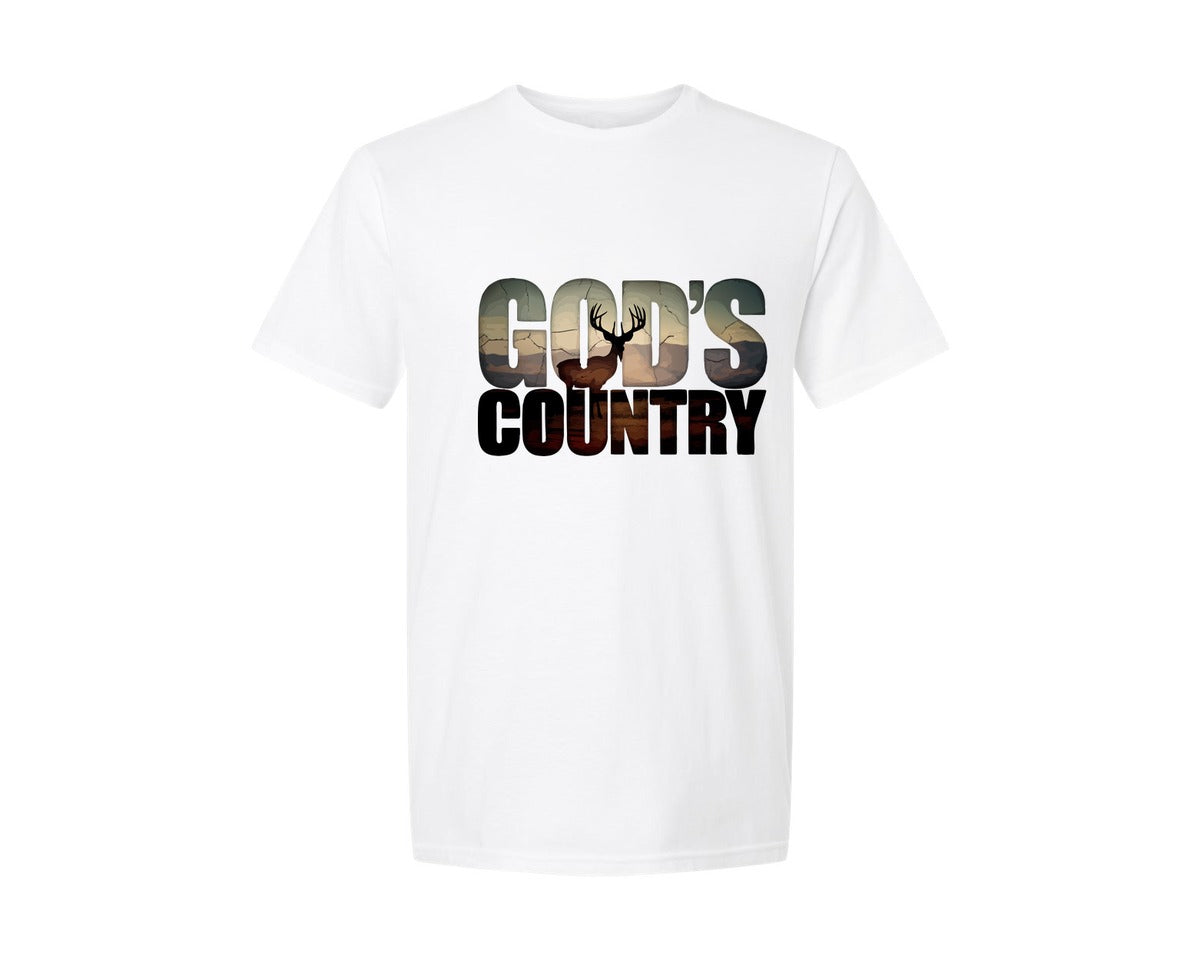 brand:Generic|color:White|gods-country-western-sunset-art-graphic-t-shirt