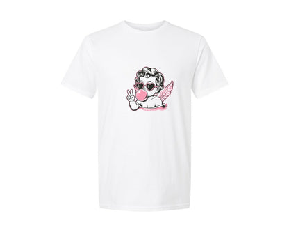 brand:Generic|color:White|retro-cupid-blowing-bubble-valentine-2-graphic-t-shirt