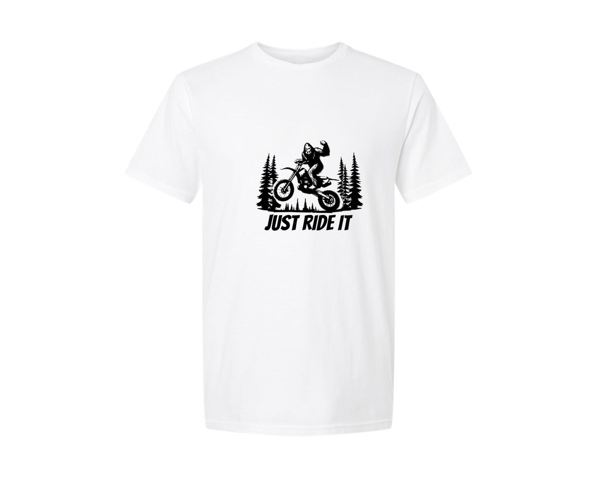 brand:Generic|color:White|funny-bigfoot-dirt-bike-motocross-graphic-t-shirt