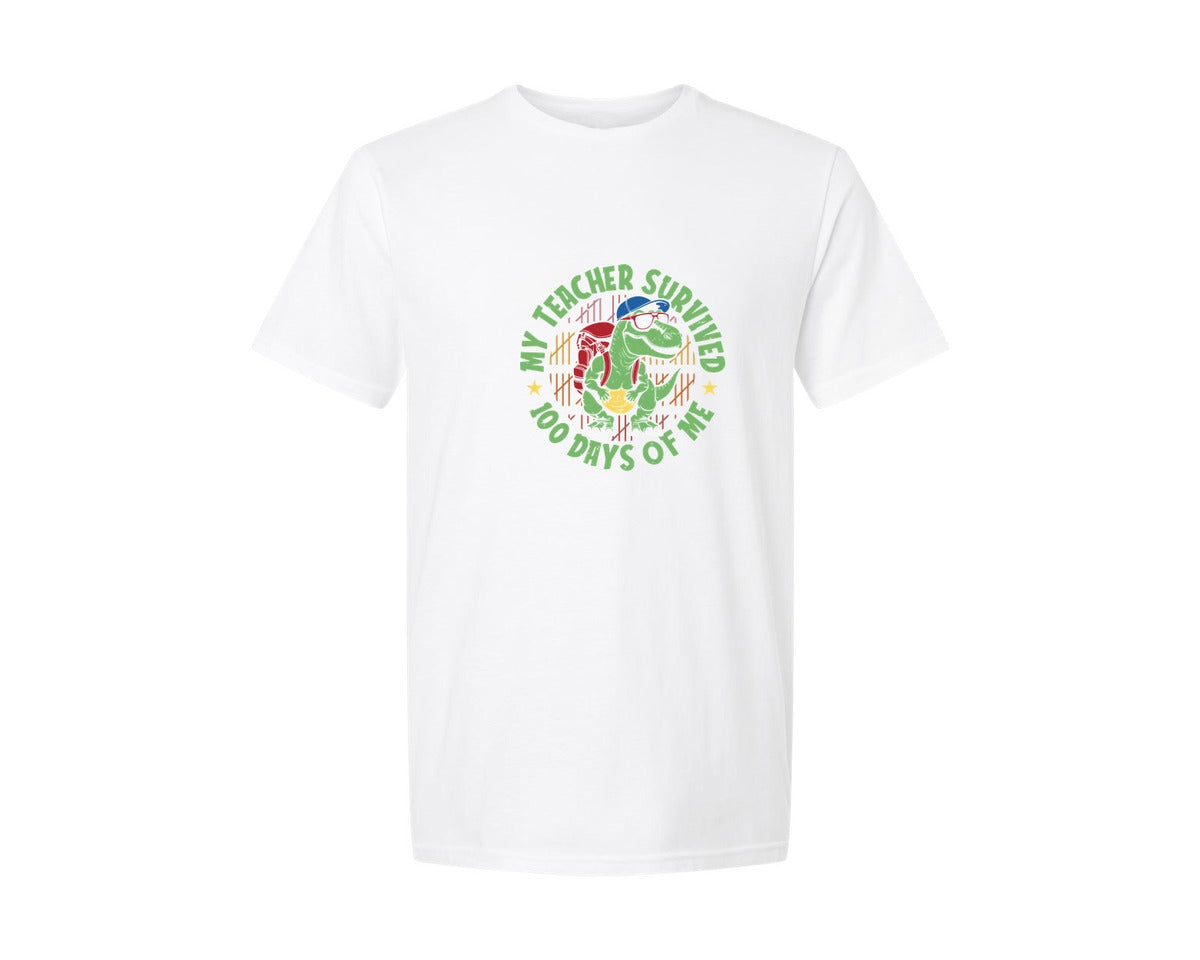 brand:Generic|color:White|my-teacher-survived-100-days-t-shirt-8-graphic-t-shirt