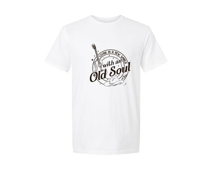 brand:Generic|color:White|guitar-cowboy-old-soul-country-music-graphic-t-shirt