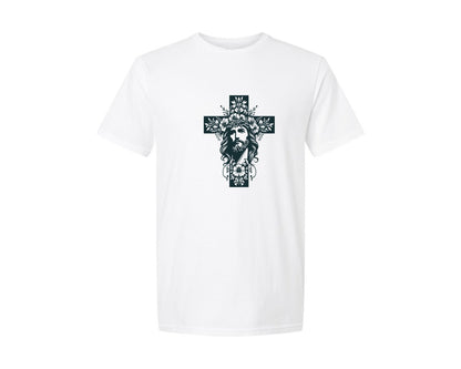 brand:Generic|color:White|floral-christian-cross-religious-77-graphic-t-shirt