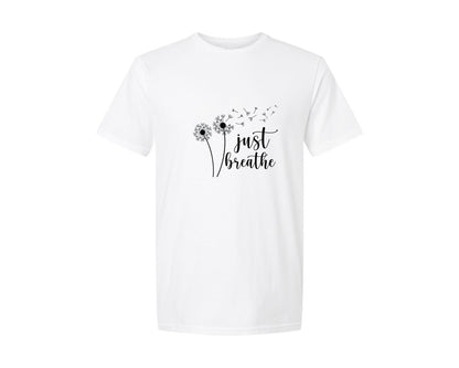 brand:Generic|color:White|just-breathe-dandelion-10-graphic-t-shirt