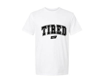 brand:Generic|color:White|funny-mothers-day-tiired-24-7-mama-mom-graphic-t-shirt