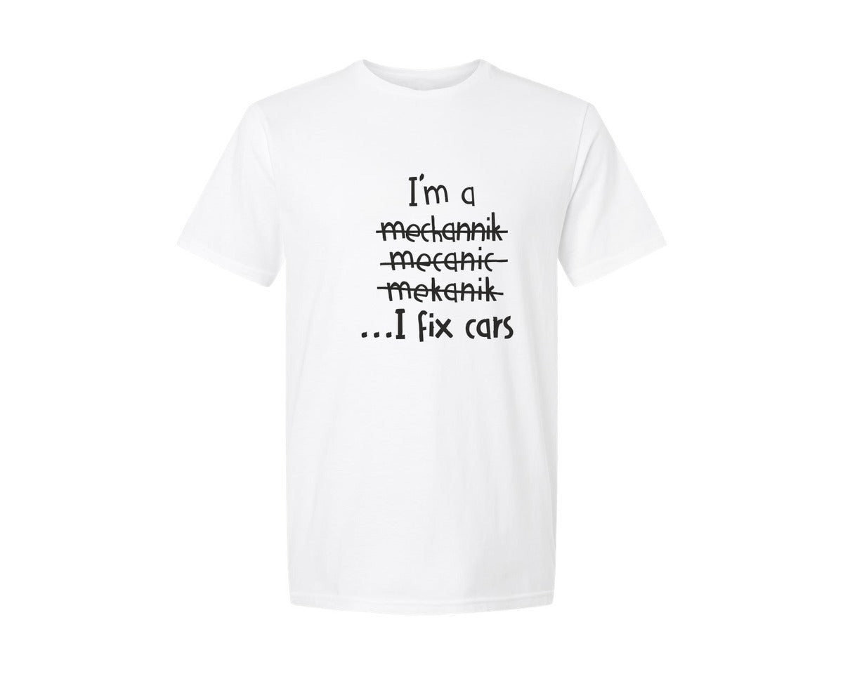 brand:Generic|color:White|i-fix-cars-funny-mechanic-workshop-graphic-t-shirt