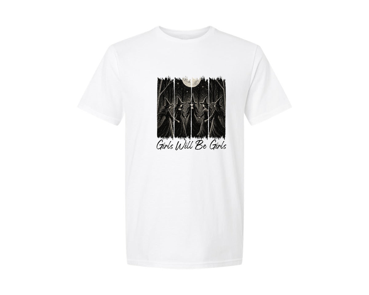 brand:Generic|color:White|funny-witches-halloweengirls-will-be-sv-graphic-t-shirt