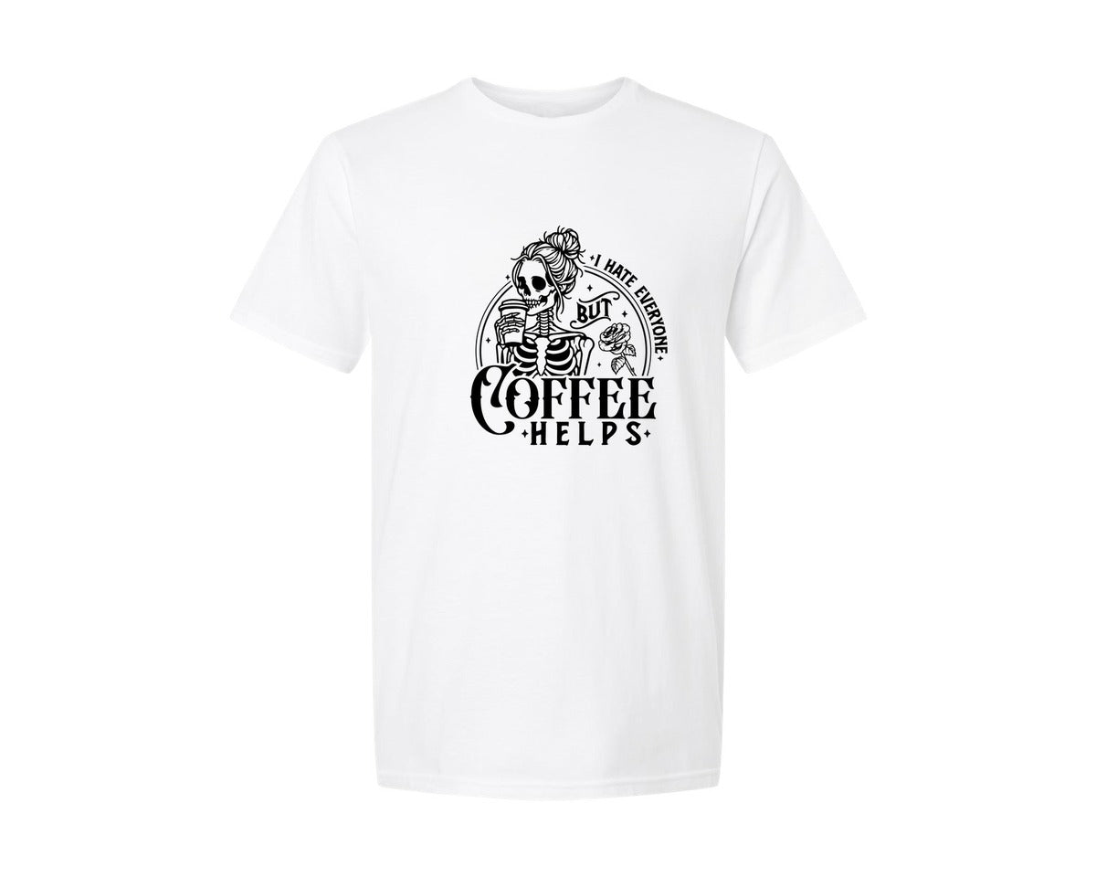 brand:Generic|color:White|skeleton-coffee-sarcastic-coffee-lover-graphic-t-shirt