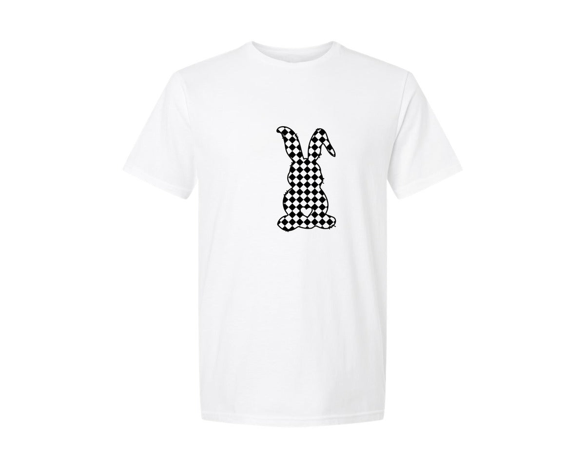 brand:Generic|color:White|checkered-happy-easter-day-easter-graphic-t-shirt