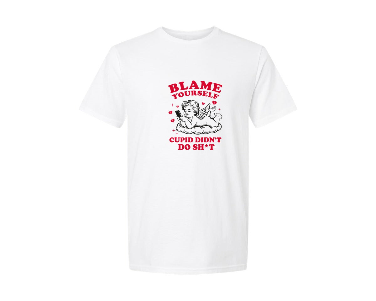 brand:Generic|color:White|funny-valentines-day-vintage-cupid-3-graphic-t-shirt