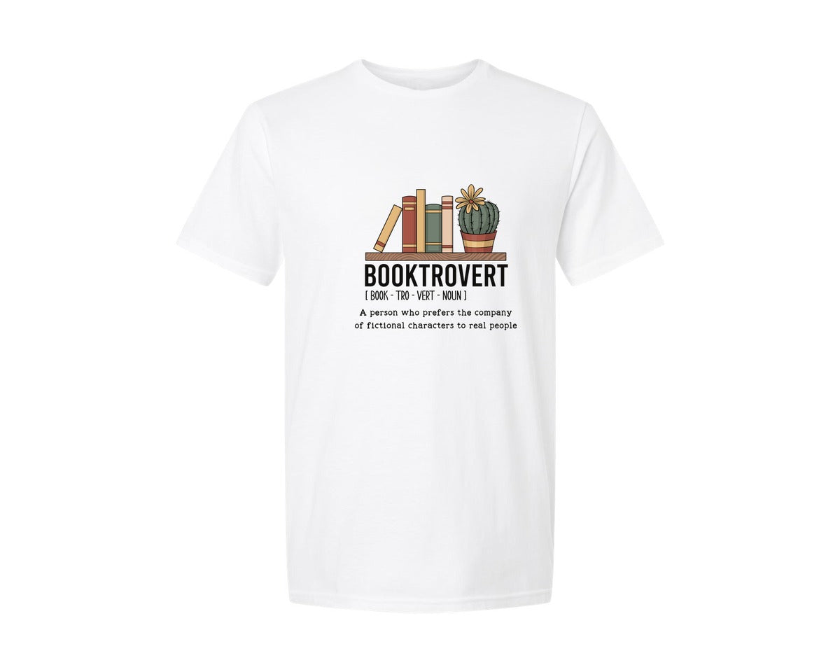 brand:Generic|color:White|booktrovert-funny-reading-graphic-t-shirt