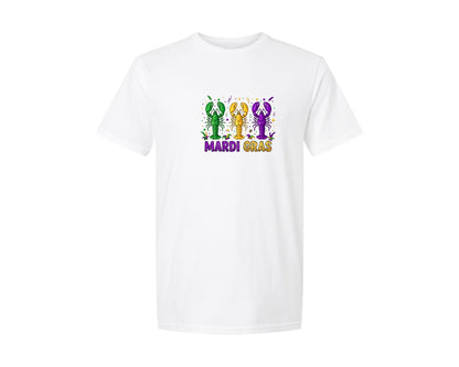 brand:Generic|color:White|mardi-gras-festive-crawfish-graphic-t-shirt