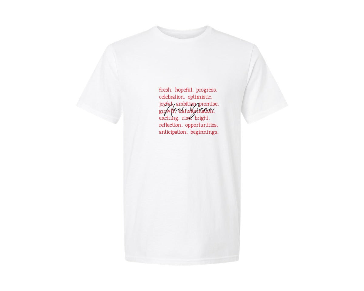 brand:Generic|color:White|new-year-words-new-years-2025-graphic-t-shirt