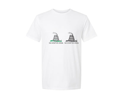 brand:Generic|color:White|no-step-on-snek-1776-gadsden-flag-meme-graphic-t-shirt