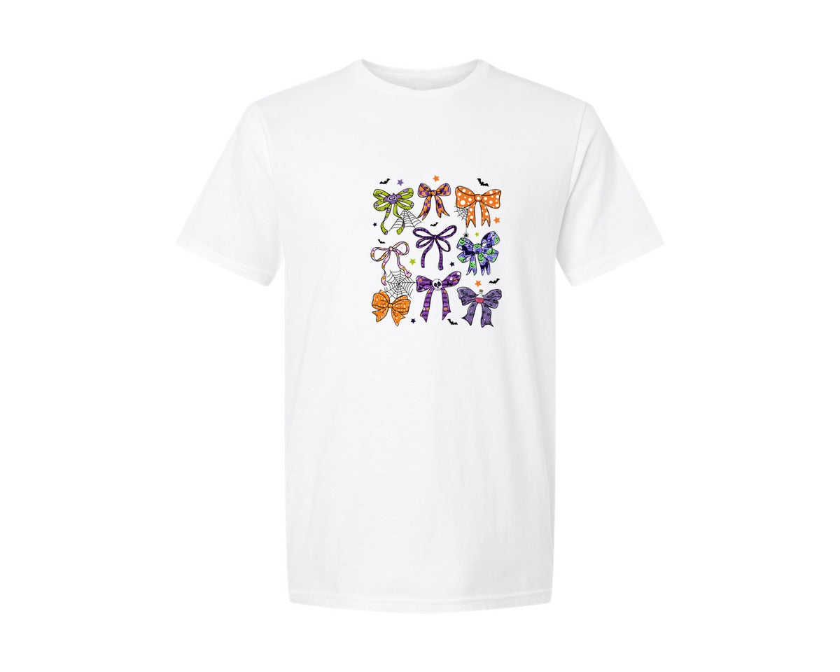 brand:Generic|color:White|spooky-halloween-coquette-bow-2-graphic-t-shirt