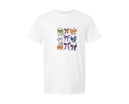 brand:Generic|color:White|spooky-halloween-coquette-bow-2-graphic-t-shirt
