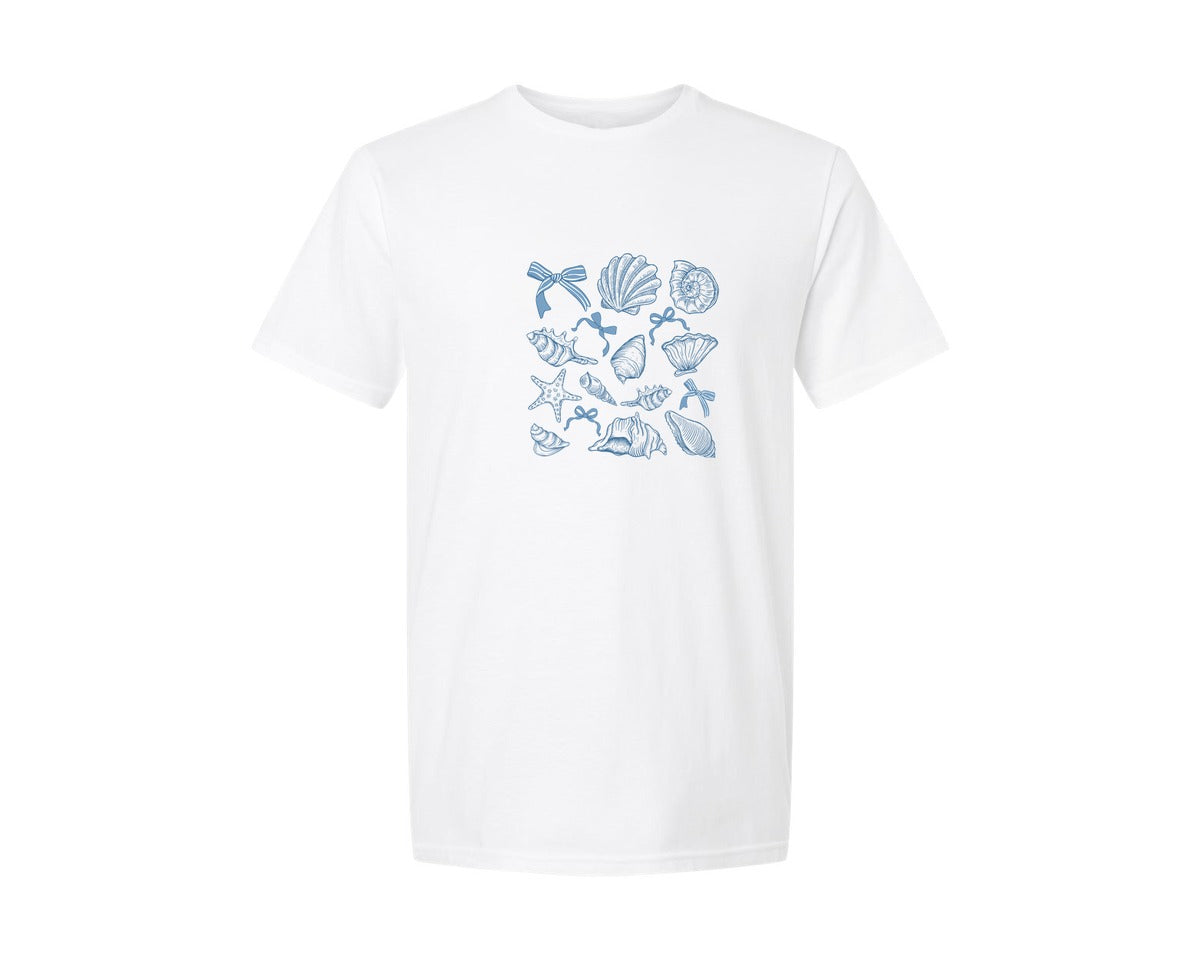 brand:Generic|color:White|coquette-seashell-retro-summer-graphic-t-shirt