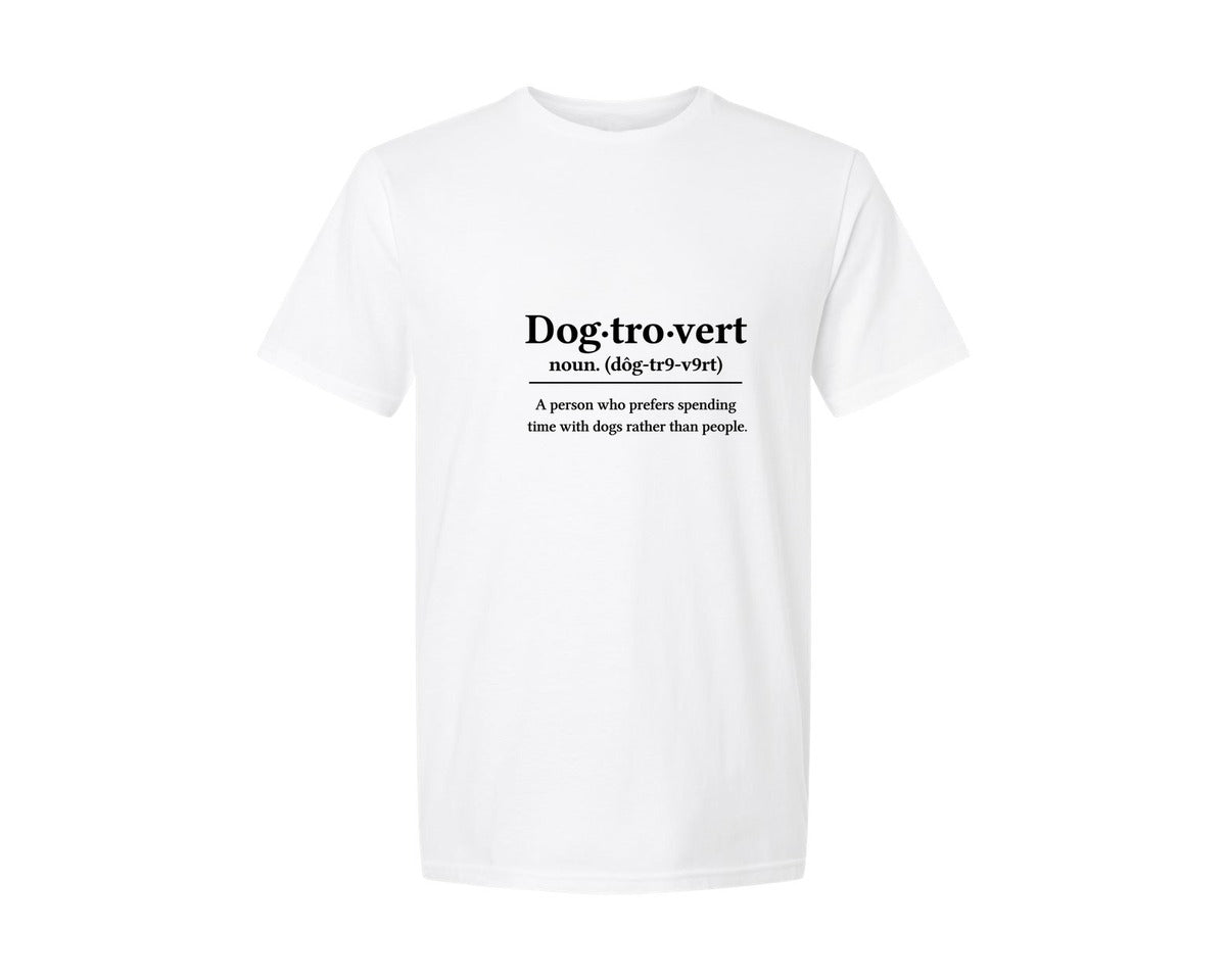 brand:Generic|color:White|dogtrovert-definition-dog-mom-graphic-t-shirt