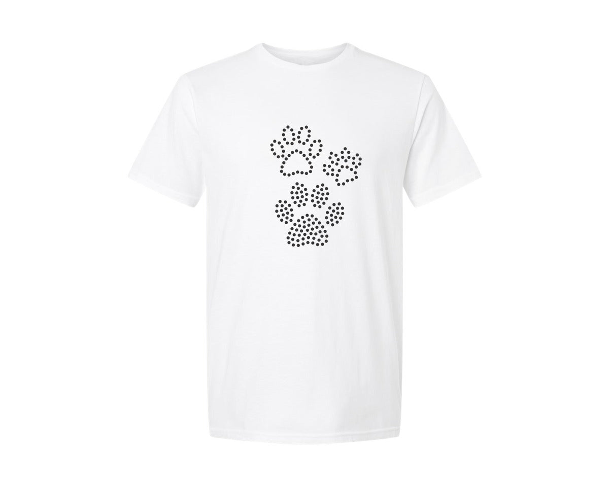 brand:Generic|color:White|rhinestone-template-design-dog-tracks-graphic-t-shirt